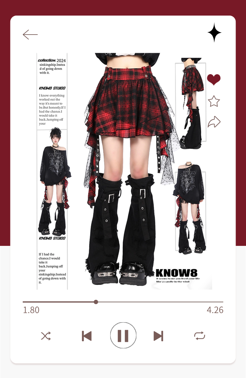 Y2K Gothic Red Plaid Skirt – Asymmetrical Punk Pettiskirt Cake Dress for Women