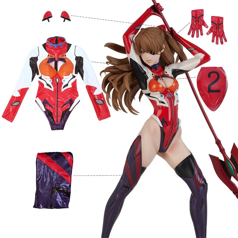 ROLECOS EVA Asuka Langley Soryu Cosplay Costume Asuka Langley Soryu Sexy Combat Jumpsuit Halloween Outfits Women Party Suit