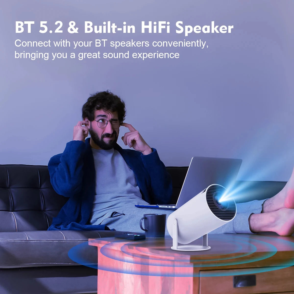 Projector For Android 12 Wifi 120ANSI lumens BT5.2 720P 1280*620P Home Cinema Outdoor Small-scale Projetor 180° Degree Rotation