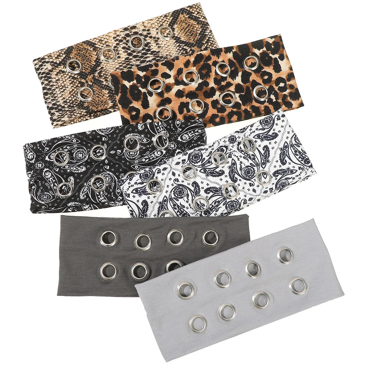 Punk Girl Hollowed Out Eyelets Wide Elastic Headband Stretchy Metal Rock Steampunk for Sports Headbands Hair Accessories