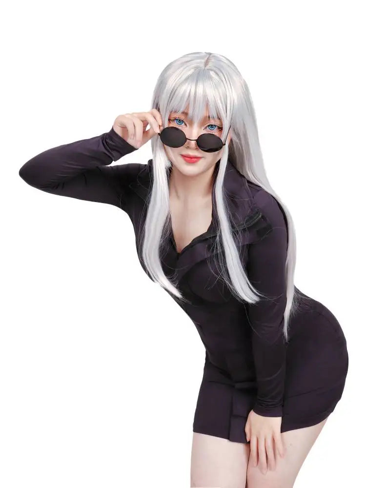 Gojo Satoru Cosplay Costume for Women – WENHAM Purple Dress with Glasses, Anime Party & Halloween Outfit