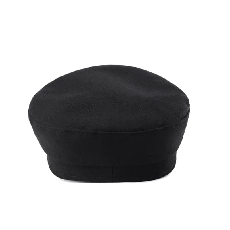 Casual Women Men Hat Spring Autumn Sailor Hats Black Ladies Beret Caps Flat Top Captain Cap Travel Cadet Octagonal Hat