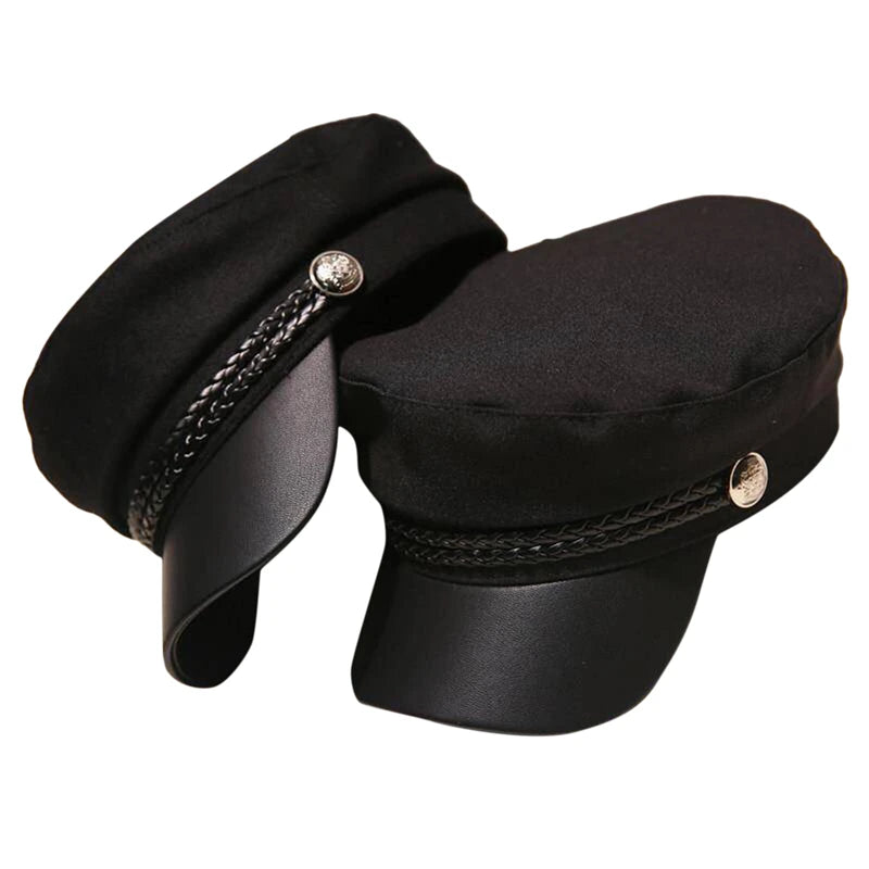 Casual Women Men Hat Spring Autumn Sailor Hats Black Ladies Beret Caps Flat Top Captain Cap Travel Cadet Octagonal Hat