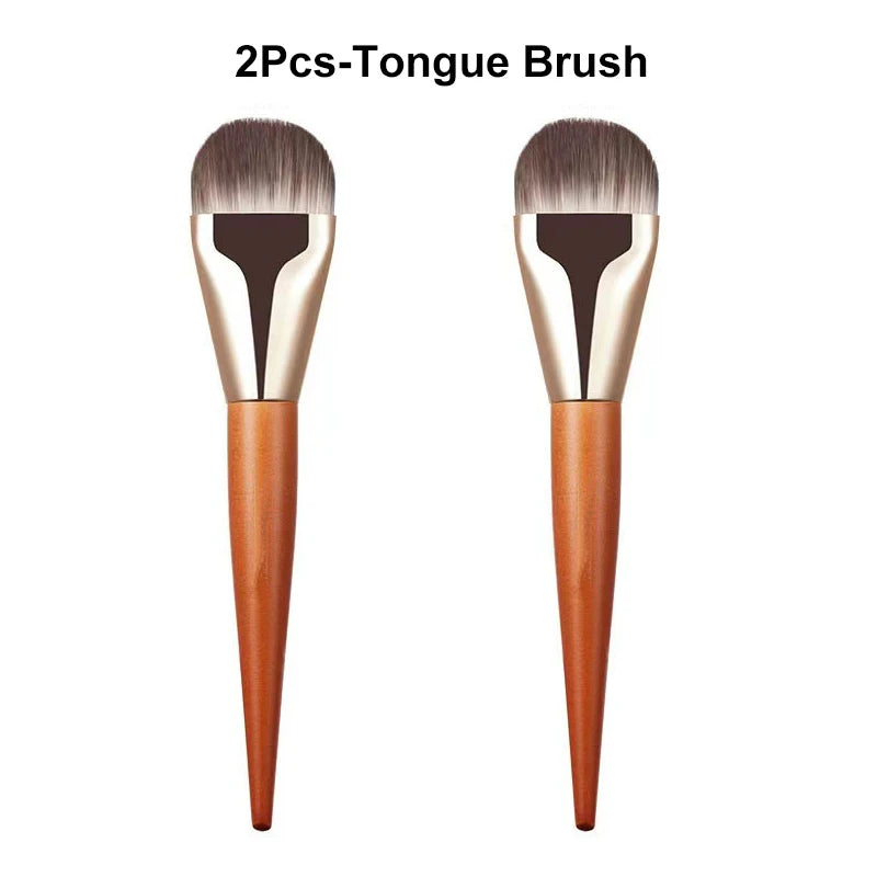Ultra Thin Foundation Brush Set – Soft Wool Fiber Face Contour & Flat Contour Brush for Blending Foundation, Concealer, Bronzer, 1/2/3pcs