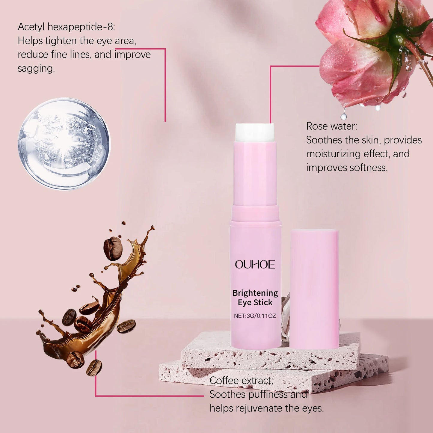 Brightening Eye Cream Stick Lightening Fine Lines Fade Dark Circles Bags Firming Moisturizing Hydrating Moisturizing Eye Cream