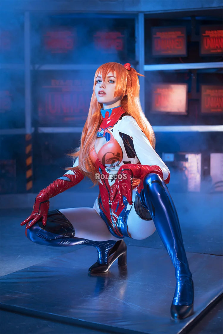 ROLECOS EVA Asuka Langley Soryu Cosplay Costume Asuka Langley Soryu Sexy Combat Jumpsuit Halloween Outfits Women Party Suit