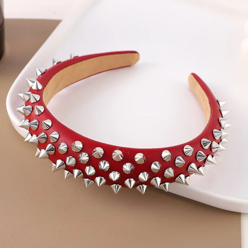 Punk Girl Hollowed Out Eyelets Wide Elastic Headband Stretchy Metal Rock Steampunk for Sports Headbands Hair Accessories