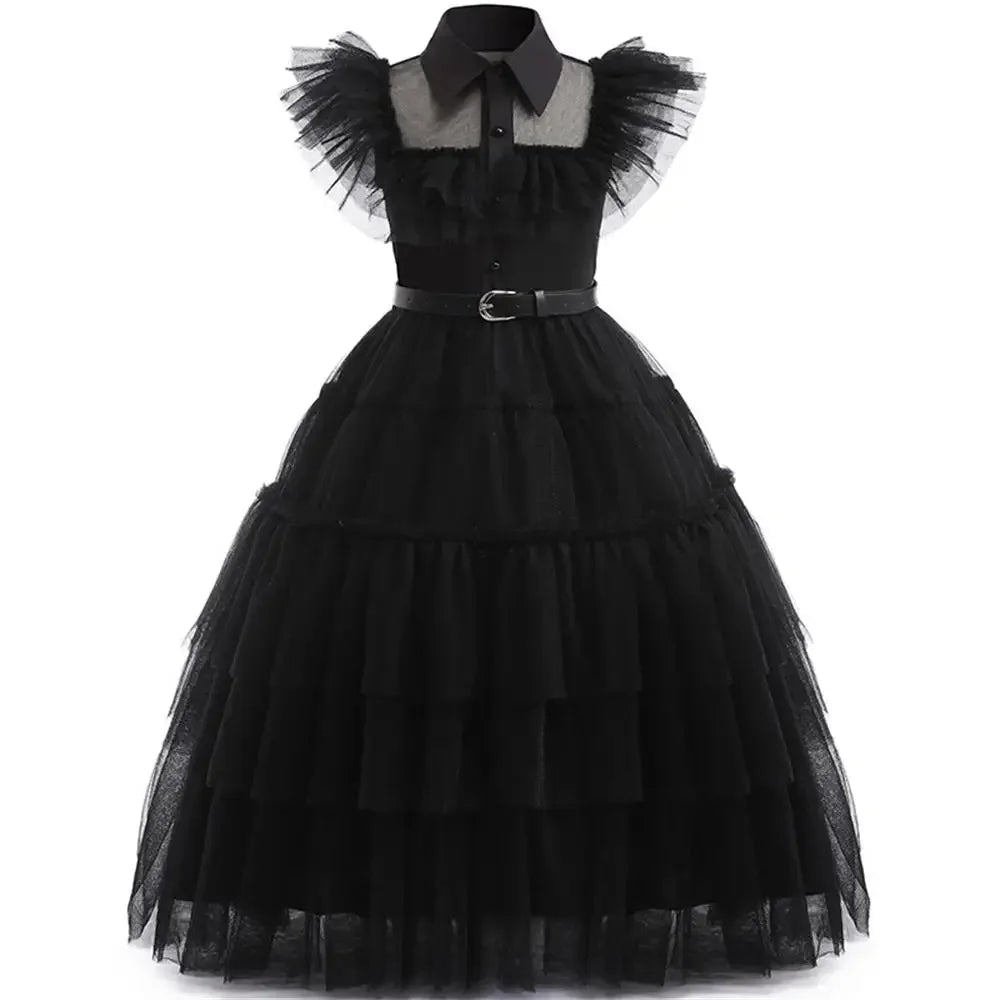 Wednesday Cosplay Costume With Accessories Children Perform Dress Girls Party Dresses For Halloween Carnival Girl Princess Dress