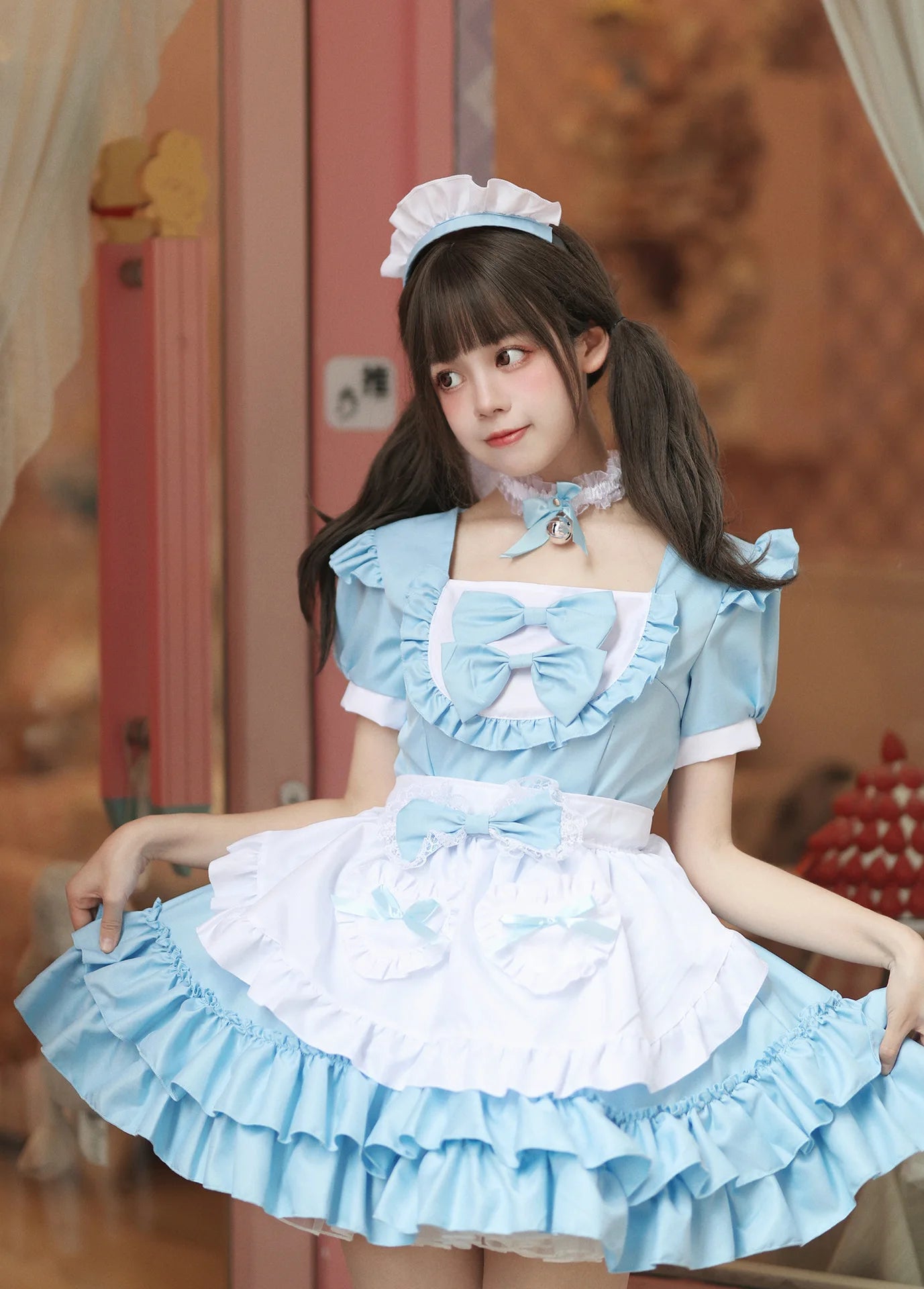 Cosplay Costumes Japanese Soft Girl Maid Wear Ladies Dress Cute Pink Lolita Uniform Suit Cos Clothing Women Skirt Bow Gift Sets