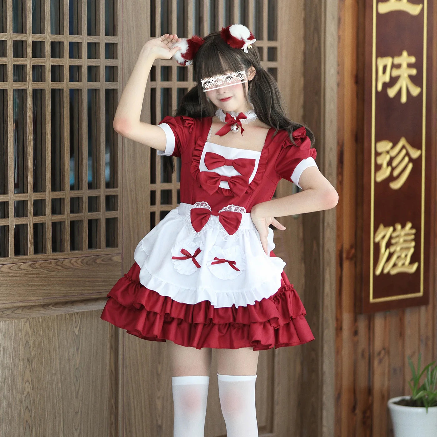 Cosplay Costumes Japanese Soft Girl Maid Wear Ladies Dress Cute Pink Lolita Uniform Suit Cos Clothing Women Skirt Bow Gift Sets