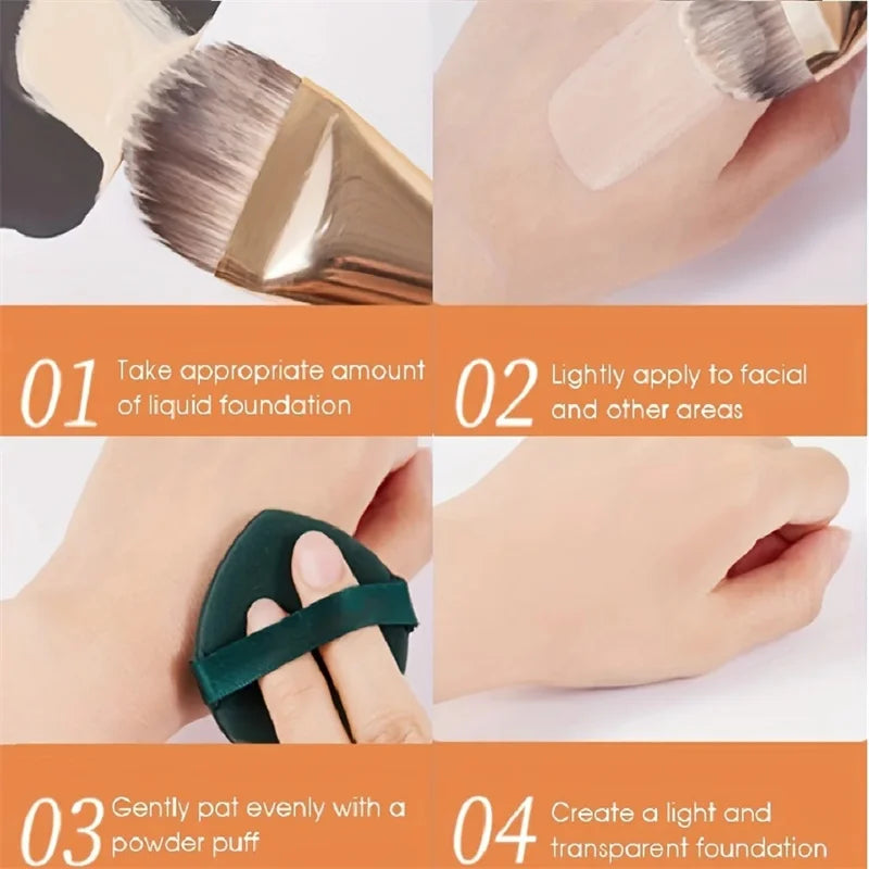 Ultra Thin Foundation Brush Set – Soft Wool Fiber Face Contour & Flat Contour Brush for Blending Foundation, Concealer, Bronzer, 1/2/3pcs
