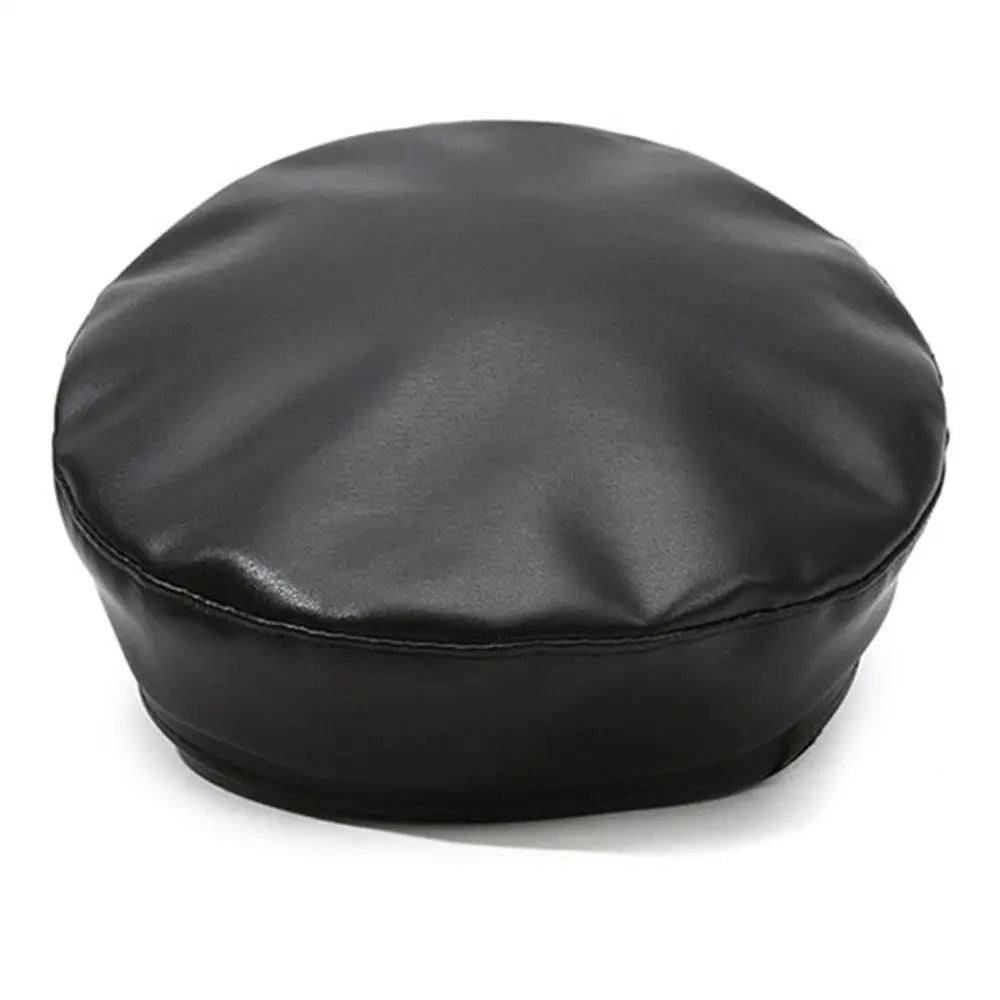 Retro England Black Leather Cap – Women’s Vintage Painter Hat, Flat Newsboy & Military Style Outdoor Cap