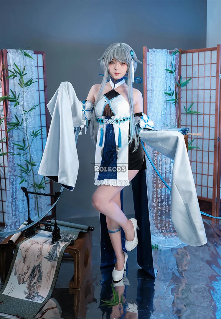 ROLECOS Game Genshin Impact Guizhong Cosplay Costume Women Dress Guizhong Liyue Gods Halloween Role Play Outfit