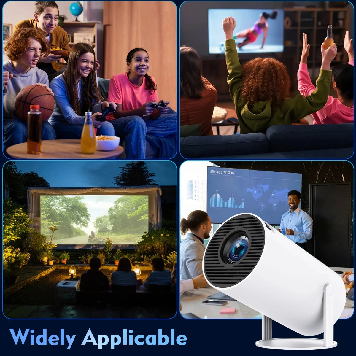 Projector For Android 12 Wifi 120ANSI lumens BT5.2 720P 1280*620P Home Cinema Outdoor Small-scale Projetor 180° Degree Rotation