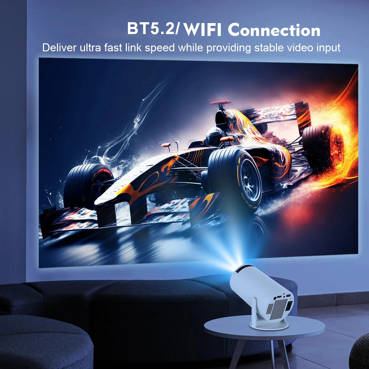 Projector For Android 12 Wifi 120ANSI lumens BT5.2 720P 1280*620P Home Cinema Outdoor Small-scale Projetor 180° Degree Rotation