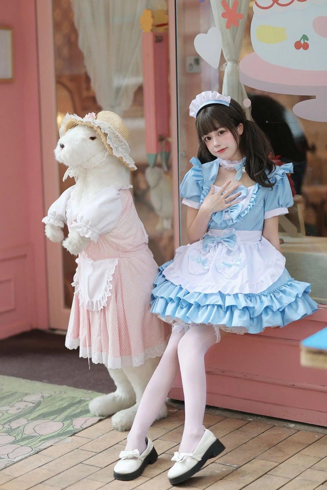 Cosplay Costumes Japanese Soft Girl Maid Wear Ladies Dress Cute Pink Lolita Uniform Suit Cos Clothing Women Skirt Bow Gift Sets