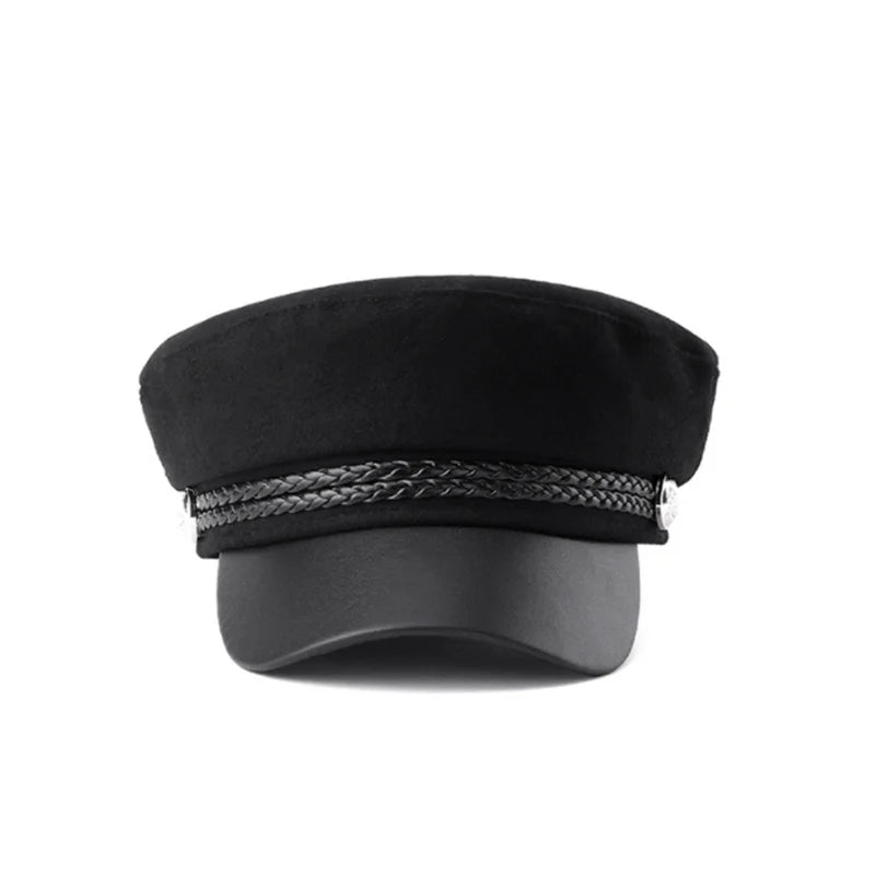 Casual Women Men Hat Spring Autumn Sailor Hats Black Ladies Beret Caps Flat Top Captain Cap Travel Cadet Octagonal Hat