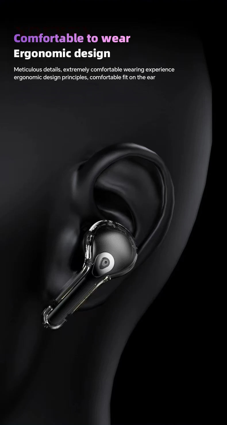 Translation Headphones with Touch Screen Wireless Bluetooth 5.4 Smart Earphone HiFi Audio High Quality Transparent Case Headset