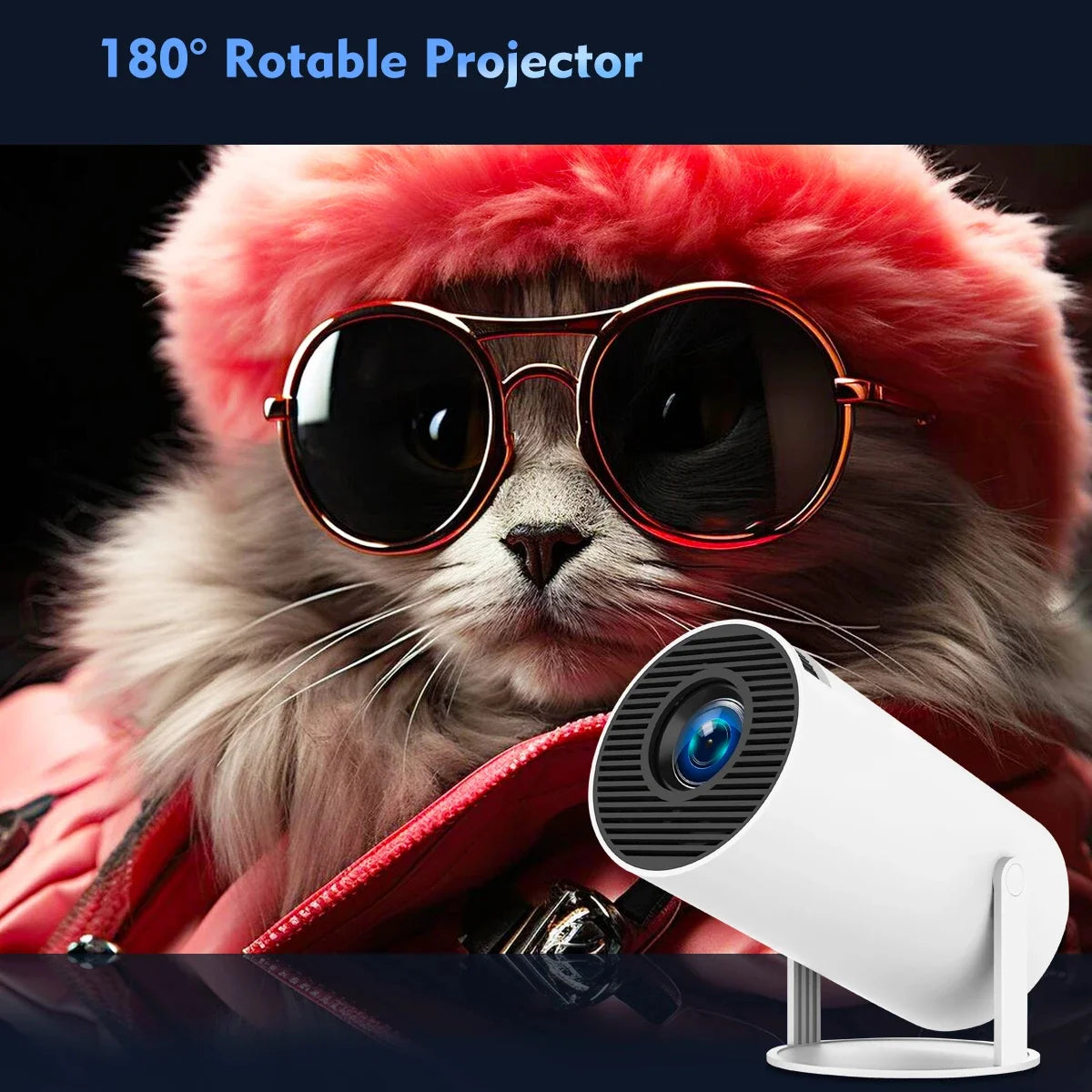 Projector For Android 12 Wifi 120ANSI lumens BT5.2 720P 1280*620P Home Cinema Outdoor Small-scale Projetor 180° Degree Rotation