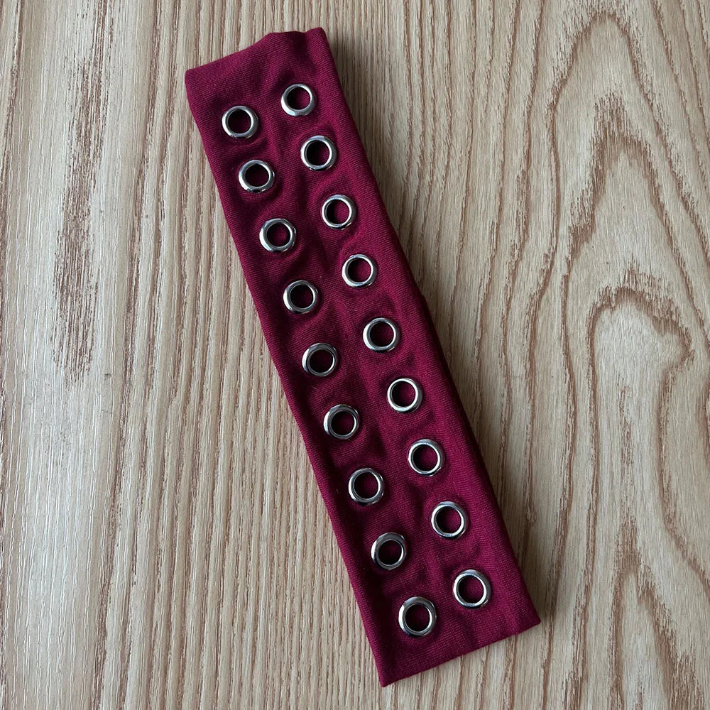Punk Girl Hollowed Out Eyelets Wide Elastic Headband Stretchy Metal Rock Steampunk for Sports Headbands Hair Accessories