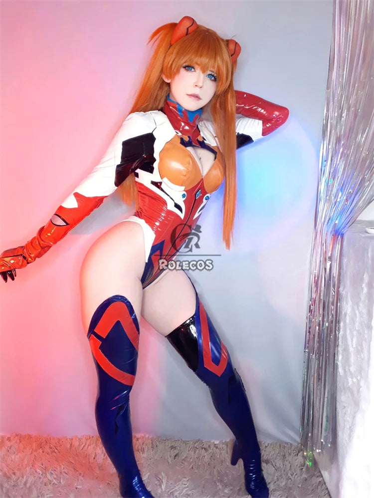 ROLECOS EVA Asuka Langley Soryu Cosplay Costume Asuka Langley Soryu Sexy Combat Jumpsuit Halloween Outfits Women Party Suit