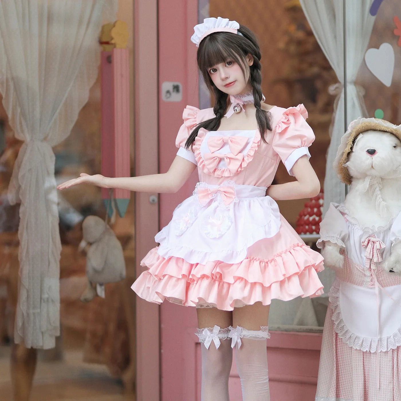 Cosplay Costumes Japanese Soft Girl Maid Wear Ladies Dress Cute Pink Lolita Uniform Suit Cos Clothing Women Skirt Bow Gift Sets