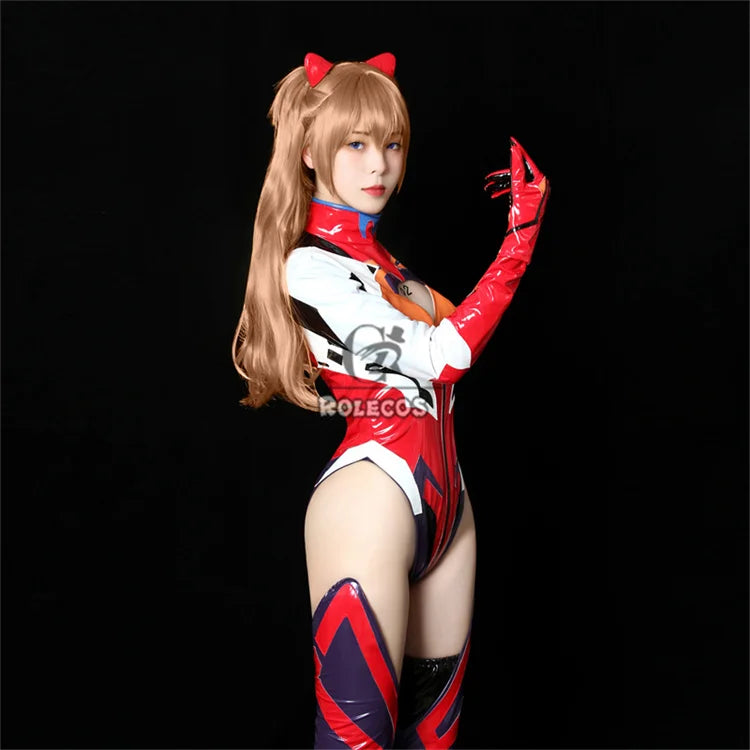 ROLECOS EVA Asuka Langley Soryu Cosplay Costume Asuka Langley Soryu Sexy Combat Jumpsuit Halloween Outfits Women Party Suit