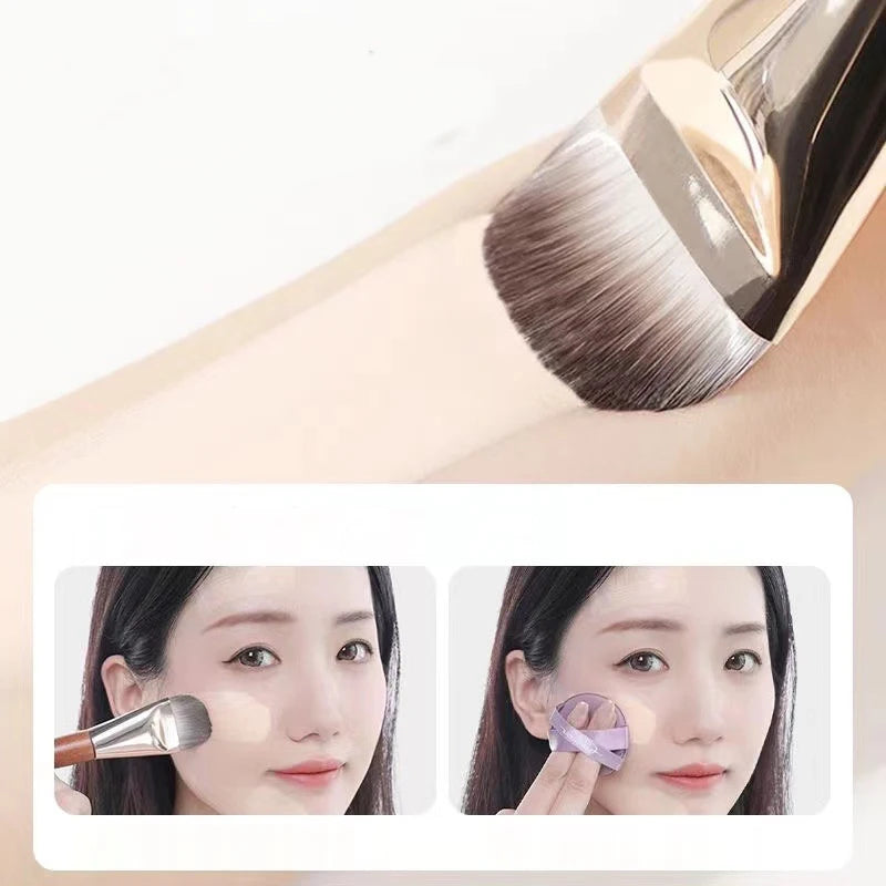 Ultra Thin Foundation Brush Set – Soft Wool Fiber Face Contour & Flat Contour Brush for Blending Foundation, Concealer, Bronzer, 1/2/3pcs