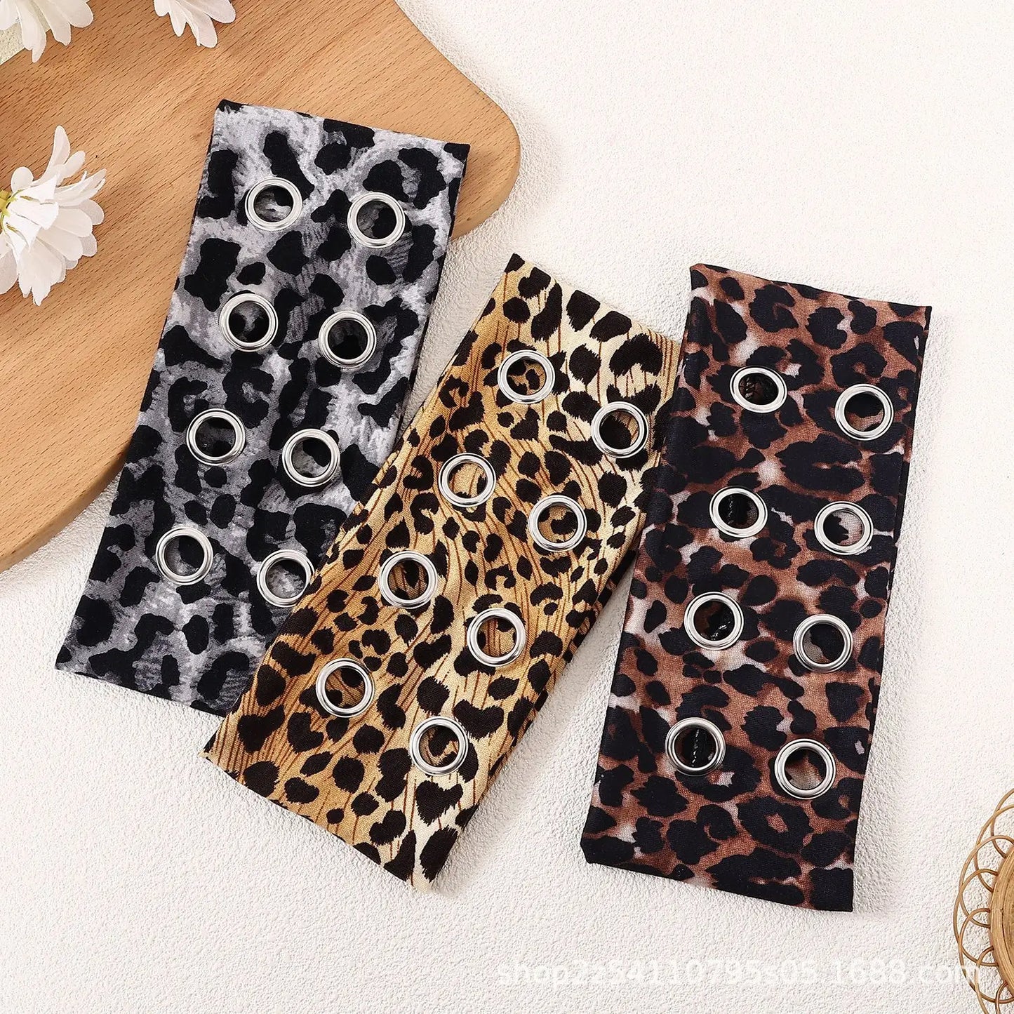 Punk Girl Hollowed Out Eyelets Wide Elastic Headband Stretchy Metal Rock Steampunk for Sports Headbands Hair Accessories