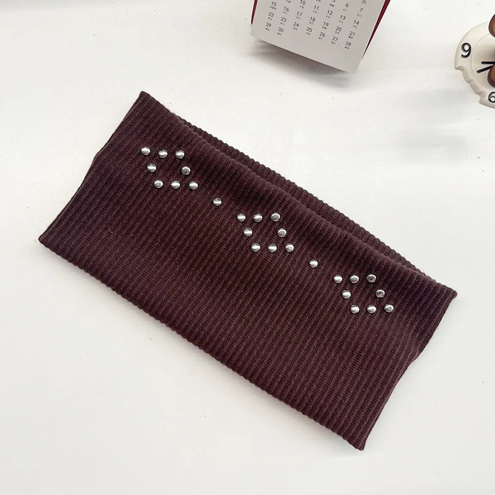Punk Girl Hollowed Out Eyelets Wide Elastic Headband Stretchy Metal Rock Steampunk for Sports Headbands Hair Accessories