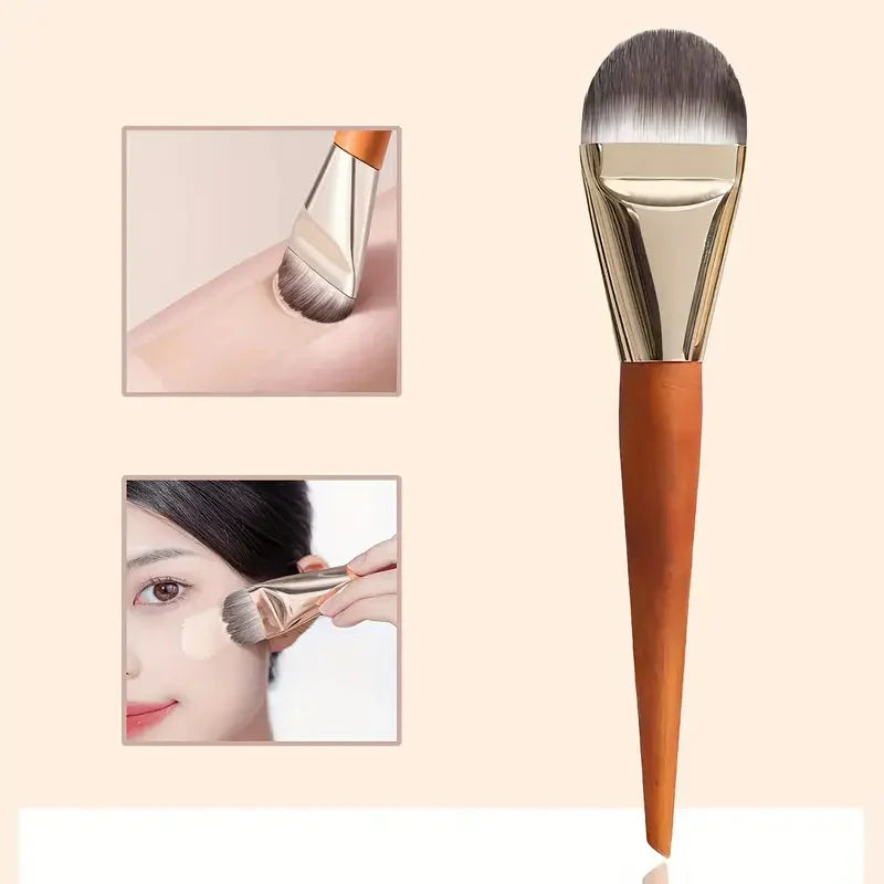 Ultra Thin Foundation Brush Set – Soft Wool Fiber Face Contour & Flat Contour Brush for Blending Foundation, Concealer, Bronzer, 1/2/3pcs