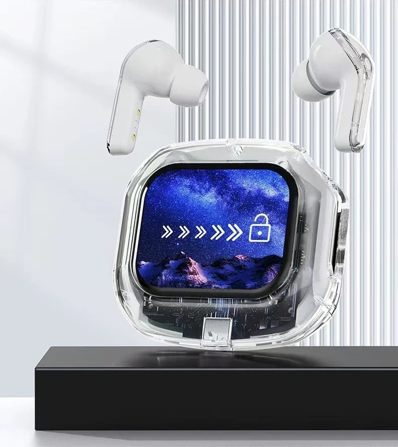 Translation Headphones with Touch Screen Wireless Bluetooth 5.4 Smart Earphone HiFi Audio High Quality Transparent Case Headset