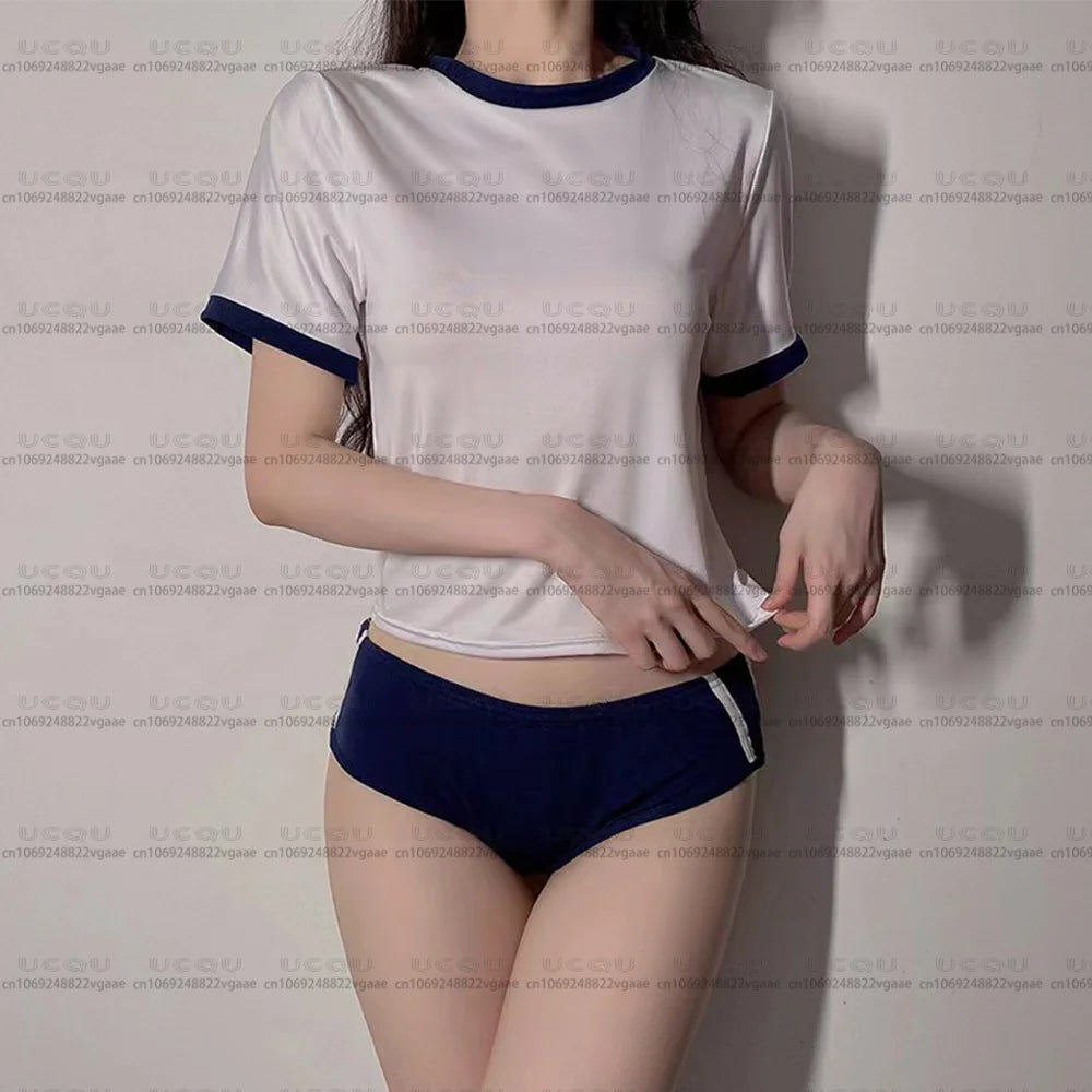 Anime School Uniform Cosplay Top – High Stretch Crop Tee for Roleplay, Cheerleading Style, and Kawaii Fashion Looks
