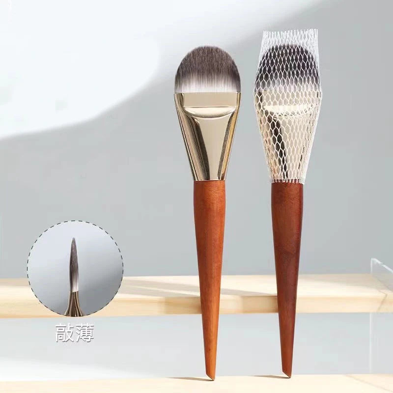 Ultra Thin Foundation Brush Set – Soft Wool Fiber Face Contour & Flat Contour Brush for Blending Foundation, Concealer, Bronzer, 1/2/3pcs