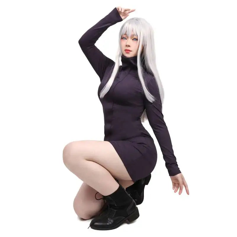 Gojo Satoru Cosplay Costume for Women – WENHAM Purple Dress with Glasses, Anime Party & Halloween Outfit