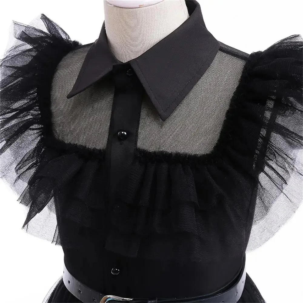 Wednesday Cosplay Costume With Accessories Children Perform Dress Girls Party Dresses For Halloween Carnival Girl Princess Dress