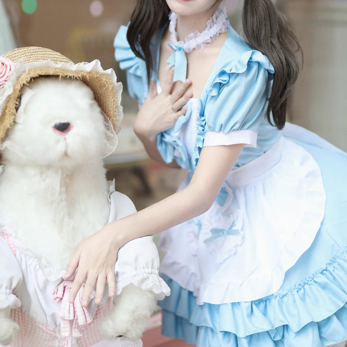 Cosplay Costumes Japanese Soft Girl Maid Wear Ladies Dress Cute Pink Lolita Uniform Suit Cos Clothing Women Skirt Bow Gift Sets
