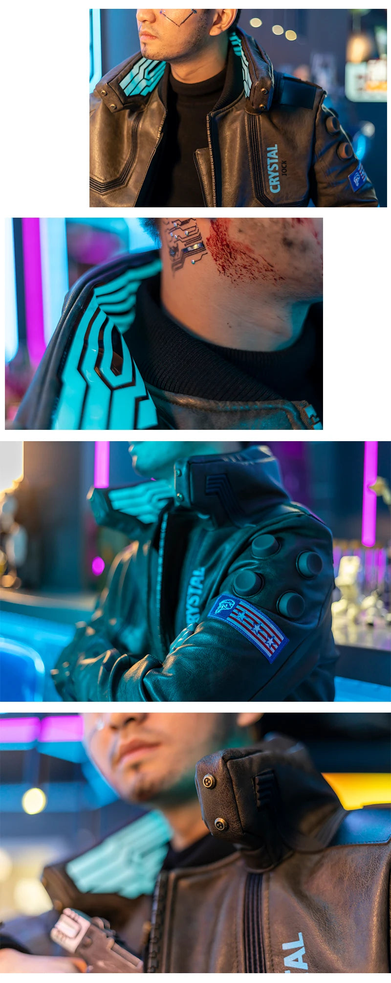 Cyberpunk 2077 Cosplay Costume Set – Futuristic Jacket, Pants, and Accessories for Roleplay, Conventions, Festivals, and Parties