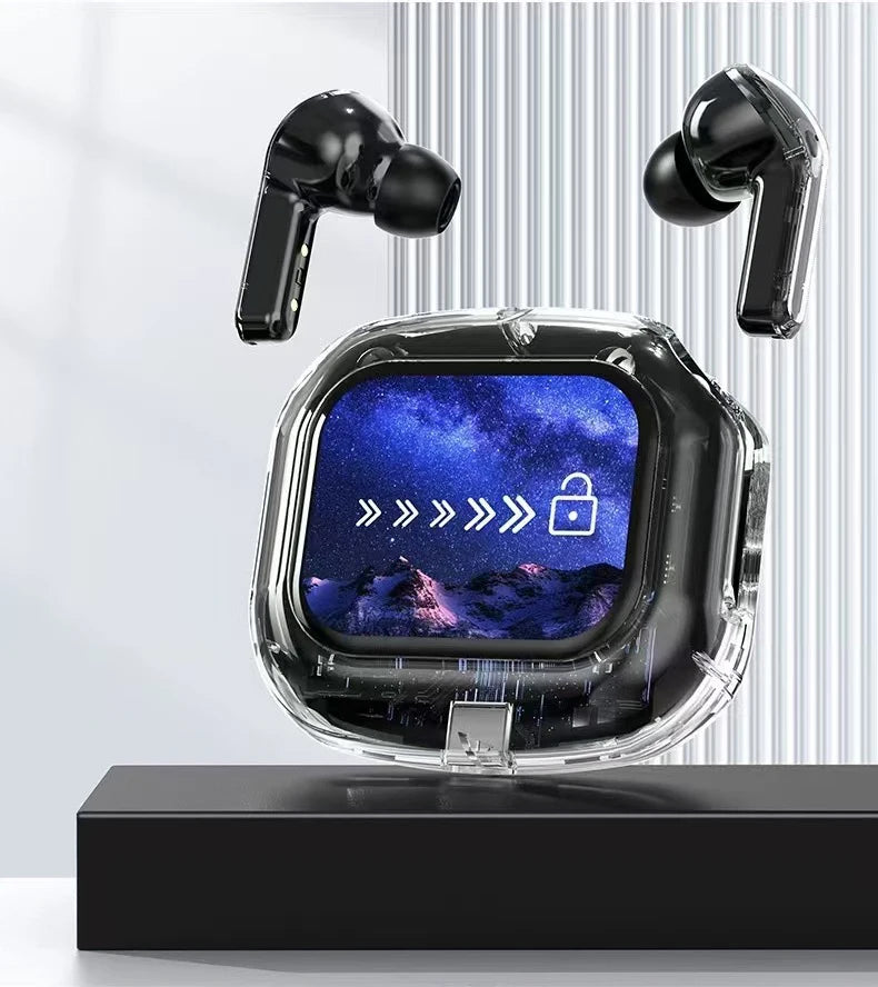 Translation Headphones with Touch Screen Wireless Bluetooth 5.4 Smart Earphone HiFi Audio High Quality Transparent Case Headset