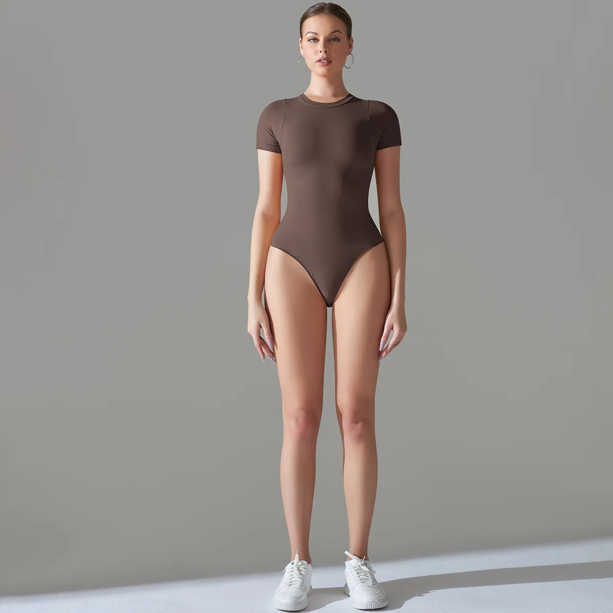 Pmwrun Women's Active Wear Seamless Shapewear Short Sleeve Bodysuit Shaping Sports Beauty Yoga Dress