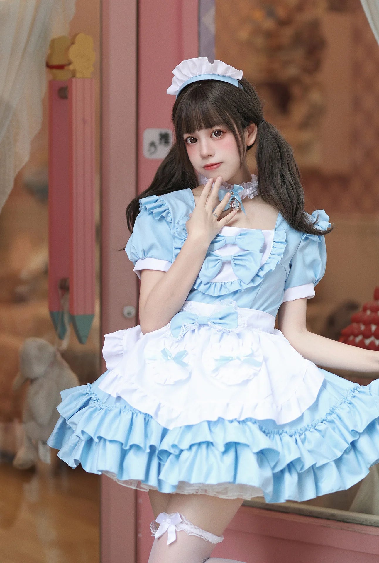 Cosplay Costumes Japanese Soft Girl Maid Wear Ladies Dress Cute Pink Lolita Uniform Suit Cos Clothing Women Skirt Bow Gift Sets