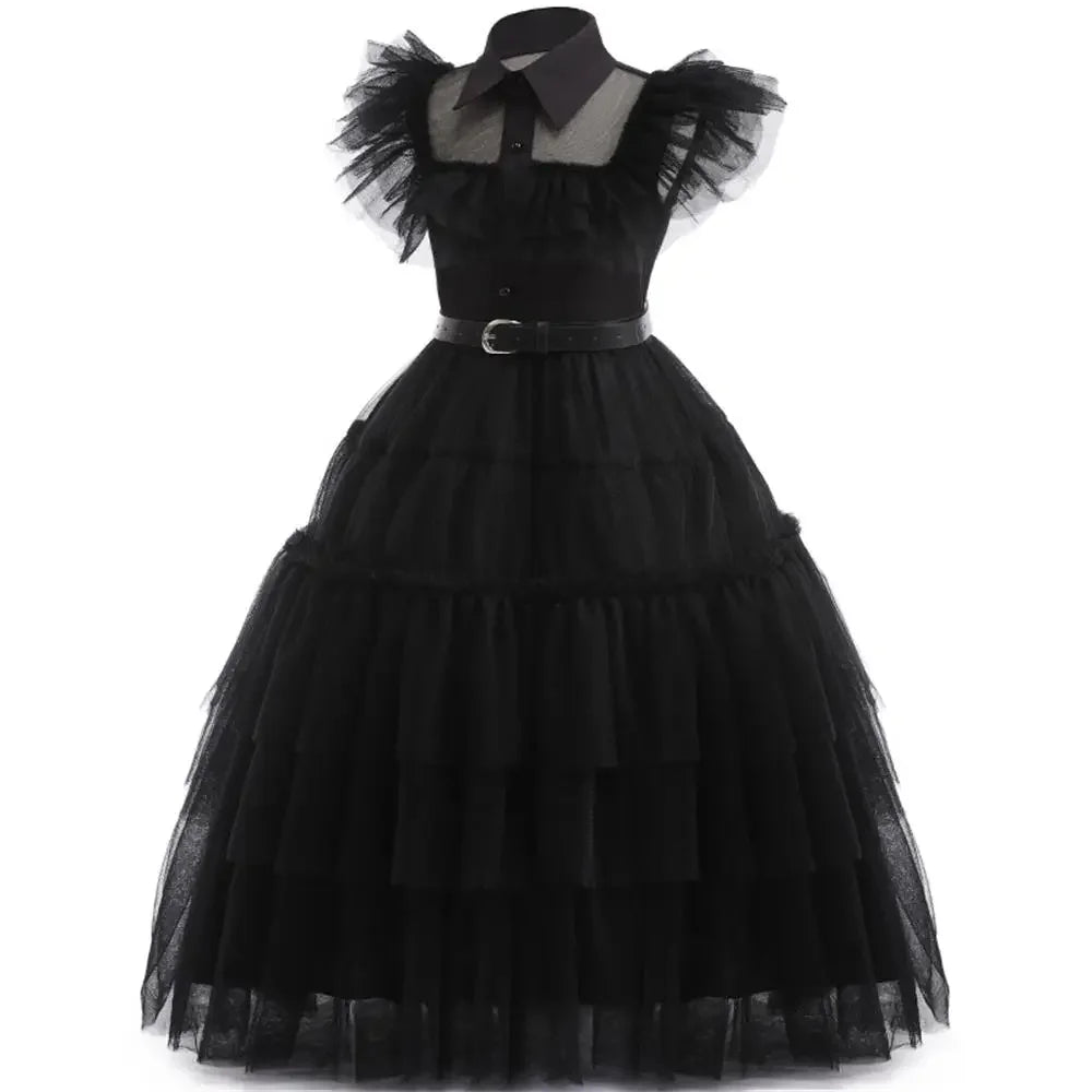 Wednesday Cosplay Costume With Accessories Children Perform Dress Girls Party Dresses For Halloween Carnival Girl Princess Dress