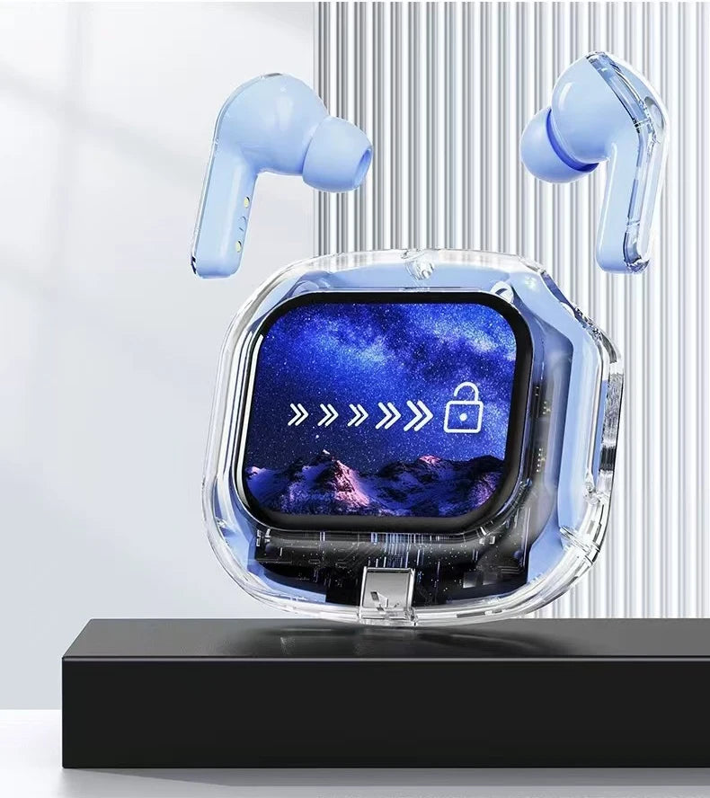 Translation Headphones with Touch Screen Wireless Bluetooth 5.4 Smart Earphone HiFi Audio High Quality Transparent Case Headset