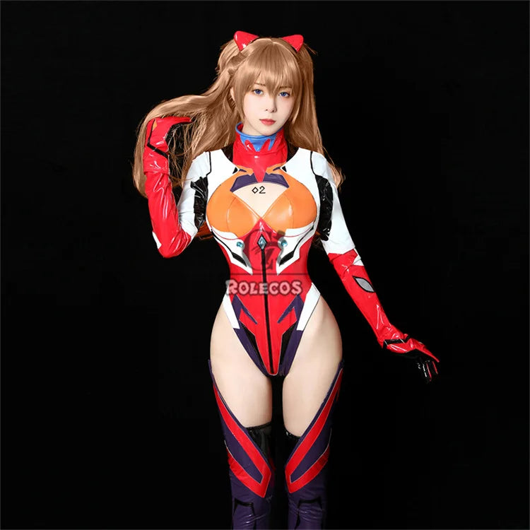 ROLECOS EVA Asuka Langley Soryu Cosplay Costume Asuka Langley Soryu Sexy Combat Jumpsuit Halloween Outfits Women Party Suit
