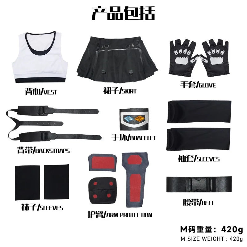 Game Character Cosplay Costume – Tifa Anime-Inspired Outfit for Role Play & Events