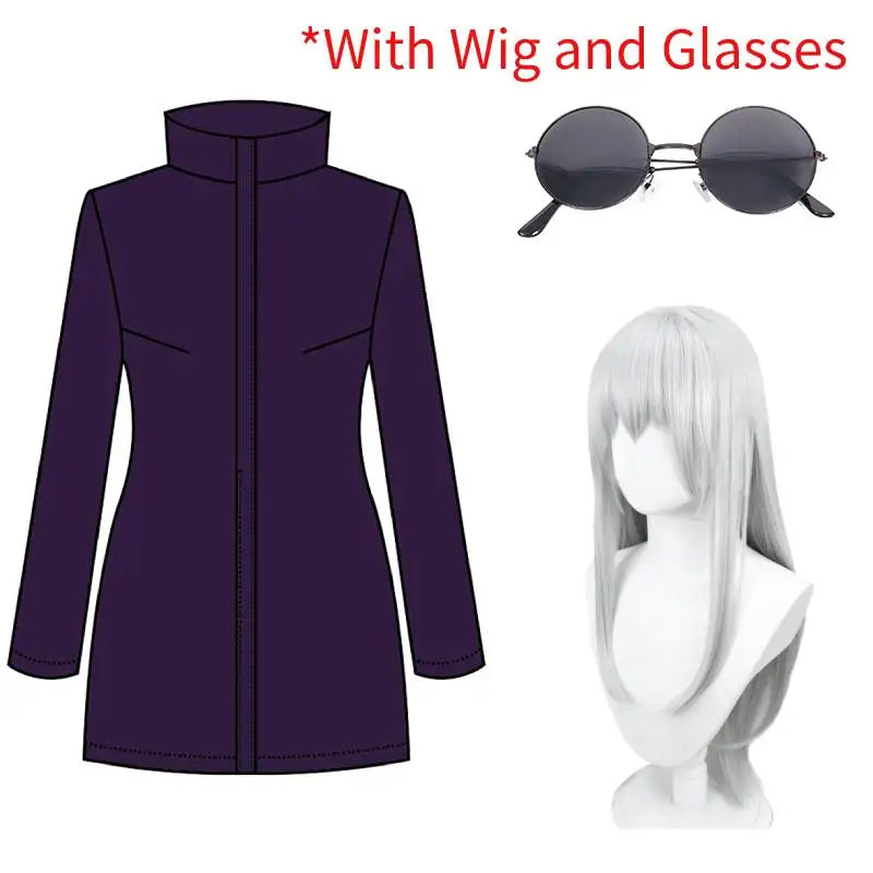 Gojo Satoru Cosplay Costume for Women – WENHAM Purple Dress with Glasses, Anime Party & Halloween Outfit