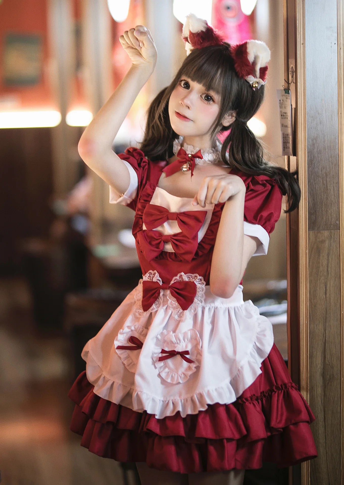 Cosplay Costumes Japanese Soft Girl Maid Wear Ladies Dress Cute Pink Lolita Uniform Suit Cos Clothing Women Skirt Bow Gift Sets