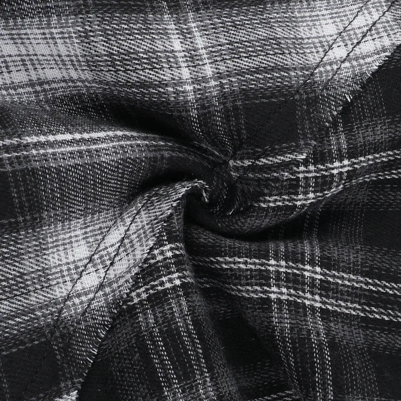 Dark Punk Goth Skirt – Irregular Hem, Plaid Pleated Mini, Women’s Y2K Streetwear Alt Fashion