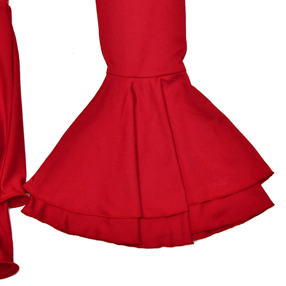 Absobe Women’s Bodycon Mini Dress – Ruffle Hem, V-Neck, Long Sleeve, Party & Streetwear Outfit