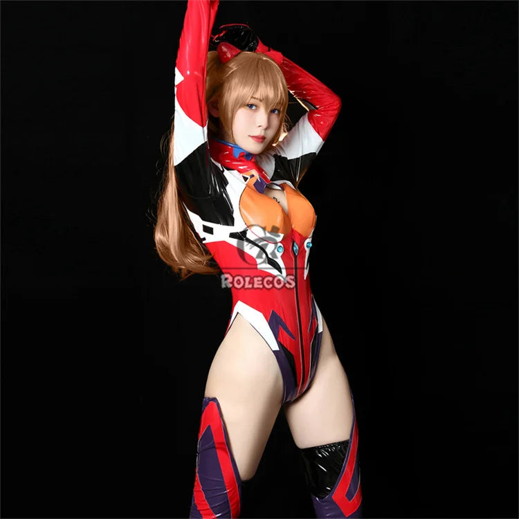ROLECOS EVA Asuka Langley Soryu Cosplay Costume Asuka Langley Soryu Sexy Combat Jumpsuit Halloween Outfits Women Party Suit